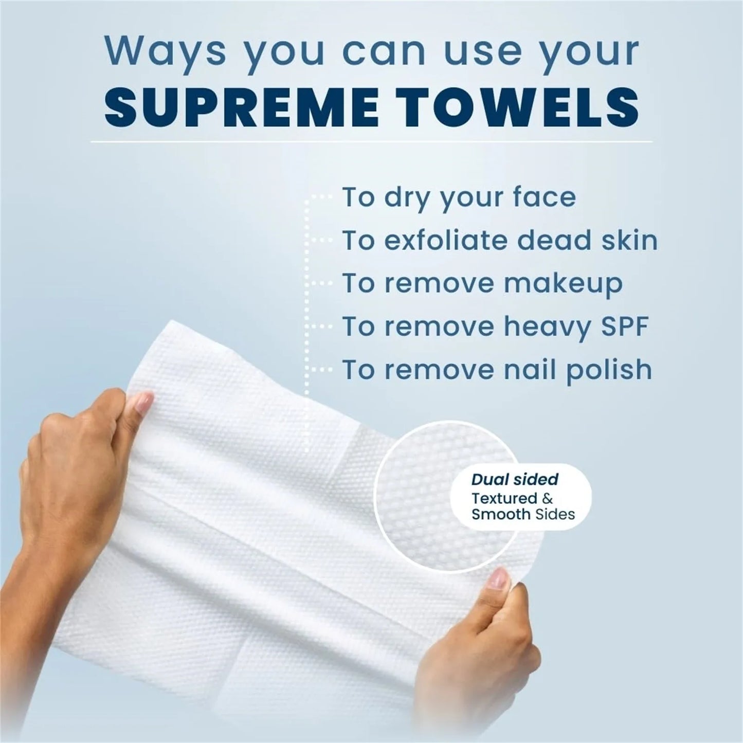 Clean Skin Clean Towels XL 100% USDA Biobased Face Towel Disposable Face Towelette Makeup Remover Dry Wipes Soft 50 Ct 1 Pack