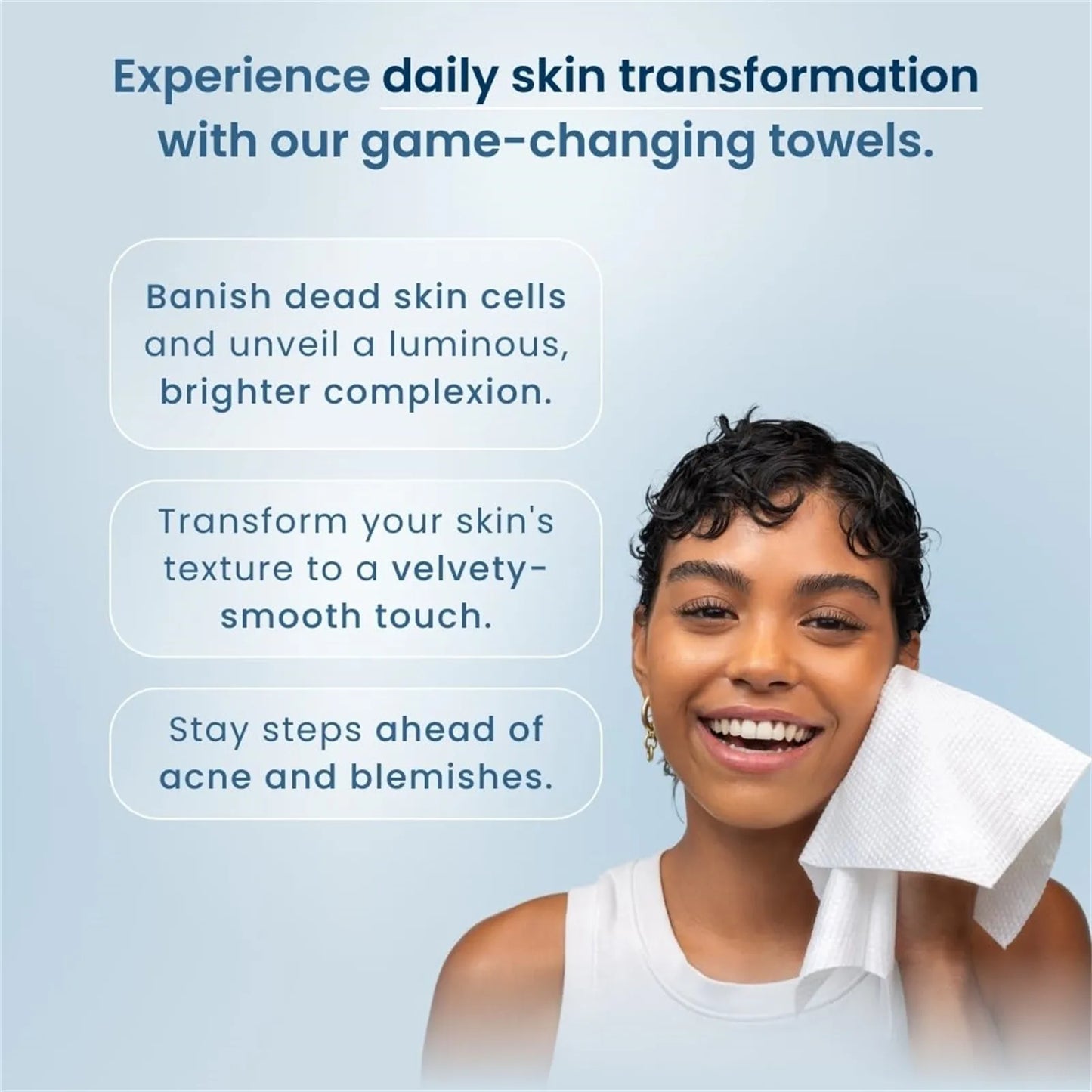 Clean Skin Clean Towels XL 100% USDA Biobased Face Towel Disposable Face Towelette Makeup Remover Dry Wipes Soft 50 Ct 1 Pack